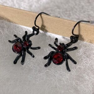 Black and Red Spider Earrings